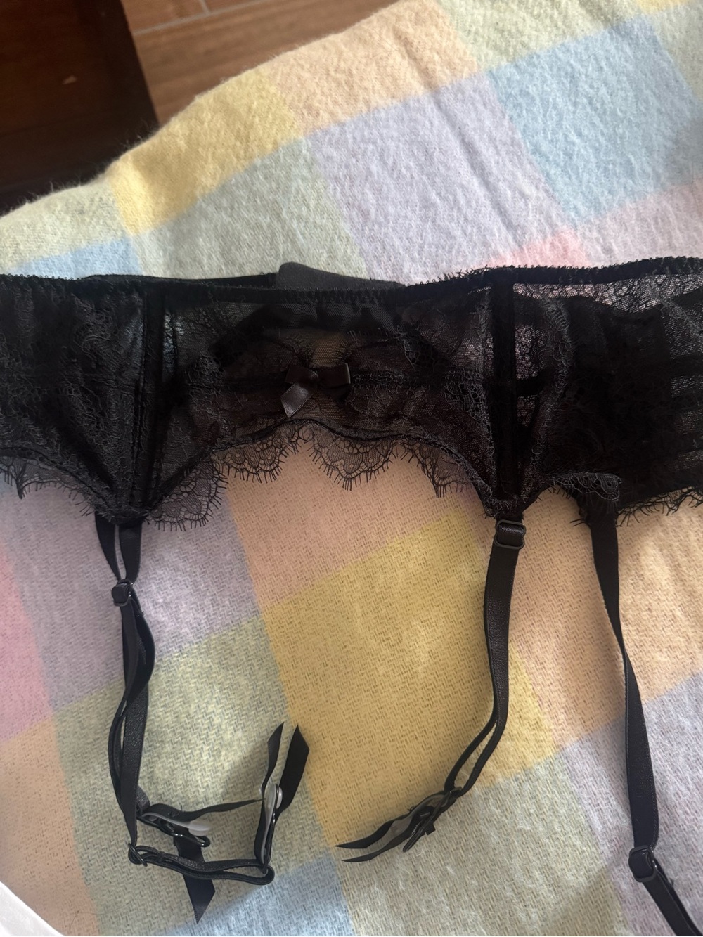 Victorias Secret black lace garter belt
